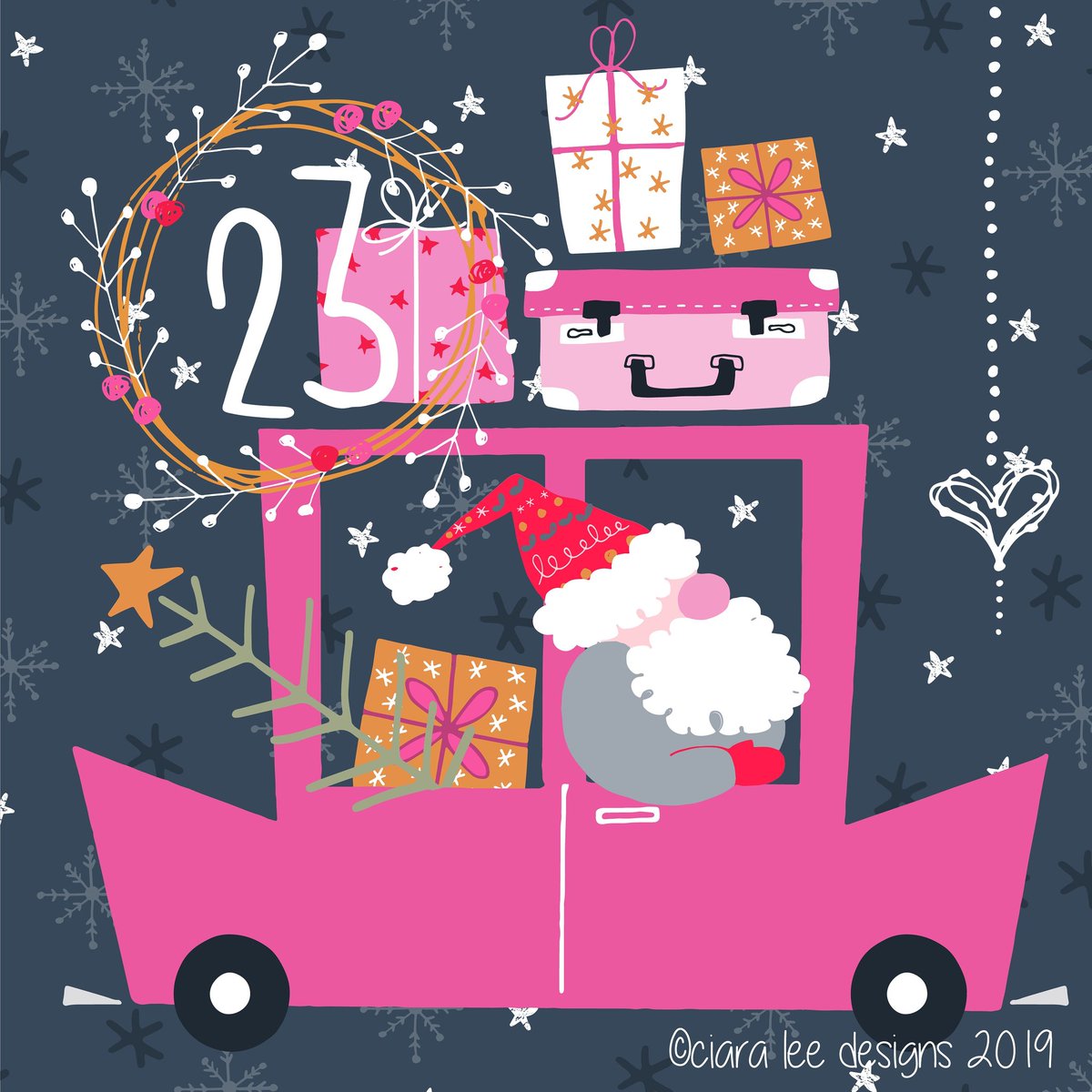 ciaragriffinlee's tweet photo. Day 23 of the Christmas countdown! Lots of people heading home today for the holidays and this guy's favourite Christmas song? Driving Gnome for Christmas.🤣🙄 #christmascountdown #adventcalendar #christmasillustration #handdrawn #festive #december #makeitindesign #surfacedesign https://t.co/RIqIm4CNZS