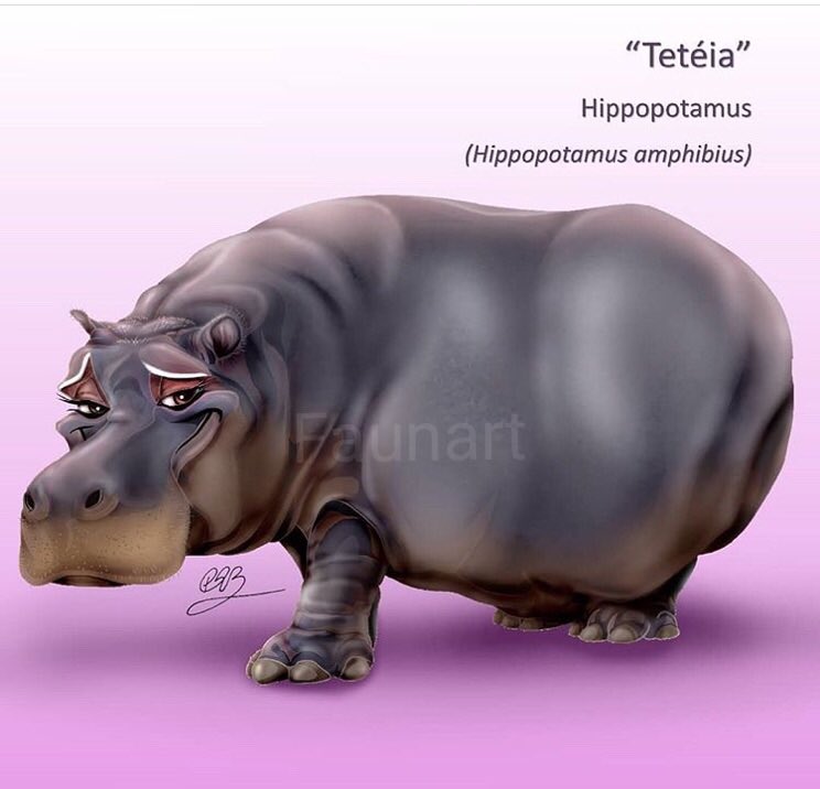 faunart's tweet photo. In the next few tweets I will be introducing you to a lovely group of #animals that are helping raise #conservation awareness in Brazil. These are a group of Brazilian endangered animals lead by the hippo “Teteia” and here she is 😁🥰😛 #hippo #illustration #biodiversity #nature https://t.co/XQ204boNB9