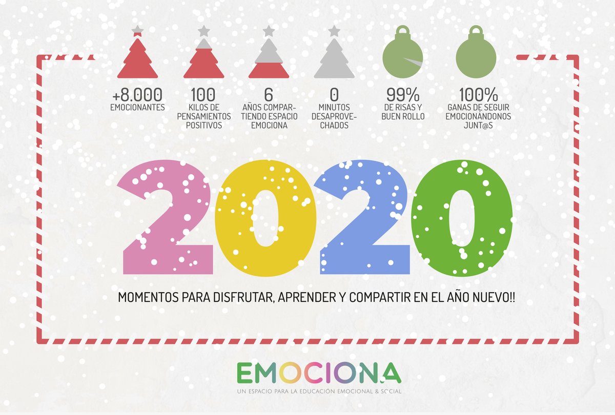 ❤ 🎉¡Felices fiestas EMOCIONAntes!❤ 🎉
Que el próximo año venga cargado de experiencias, ilusiones y nuevas oportunidades ✨✨
No olvidéis que la vida son momentos ❣️ Aceptad los que no podáis escoger y disfrutad al máximo de aquellos que solo dependen de vosotr@s! 🎁