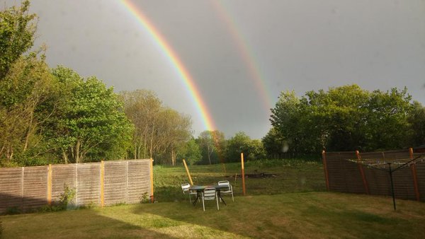 beaton_bruce's tweet photo. Rainbow over #Plot2 predicting a pot of gold 3 yrs ago was a great prediction. Double rainbow over #Plot3 #Plot4 #Plot5 looks good for next spring start #Claysoil looking forward to seeing the results. Stunning views of @NewForthBridge https://t.co/NbcSYHOH8w