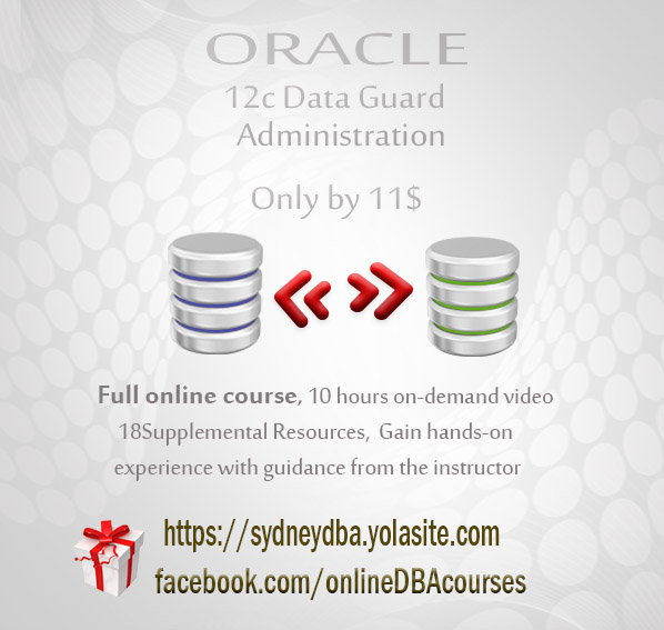 OracleCourse's tweet photo. https://t.co/q2i93eYVtF
Gift coupons links for professional online courses in:
Oracle 12c Data Guard administration (By 11 $ Only )
https://t.co/1NVpZ0UJYs
( unlimited access)
#UKOUG19 #ukoug_jde19 #ukoug_Apps19 #oracle #ECO2019 #BCOUGTechDay #orclDB
#Standby #ODTUG #Kscope20 https://t.co/7KxHgSv0mo