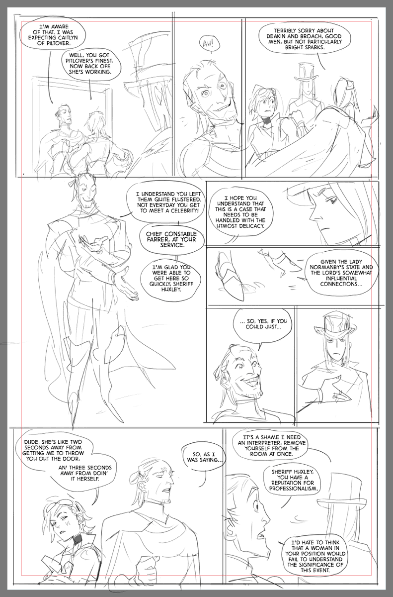 Favourite WIP pages not in order... started this fancomic last year, adapting a story by a friend whose socials I need to ask for soon. Caitlyn and Vi investigate a death in Demacia.. I am resolved to complete this in 2020 ????
