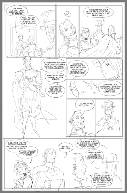 Favourite WIP pages not in order... started this fancomic last year, adapting a story by a friend whose socials I need to ask for soon. Caitlyn and Vi investigate a death in Demacia.. I am resolved to complete this in 2020 ???? 