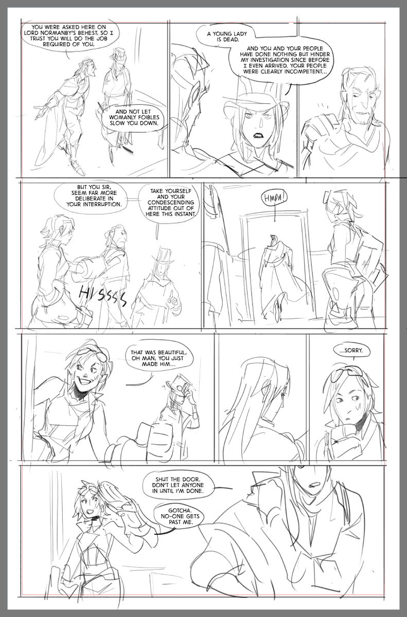 Favourite WIP pages not in order... started this fancomic last year, adapting a story by a friend whose socials I need to ask for soon. Caitlyn and Vi investigate a death in Demacia.. I am resolved to complete this in 2020 ???? 