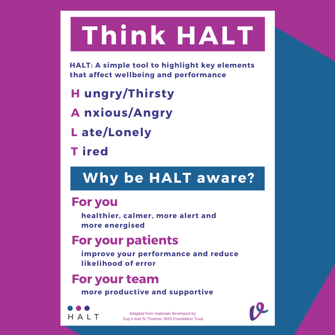 vetledteam's tweet photo. Remember to HALT today. Plan your team's breaks to optimise wellbeing and performance throughout your practice.

Access our free HALT Campaign materials here: https://t.co/3znko2FG45

#takeabreak
#thinkHALT
#performanceinpractice
#patientsafety https://t.co/SV0EqBpxhp