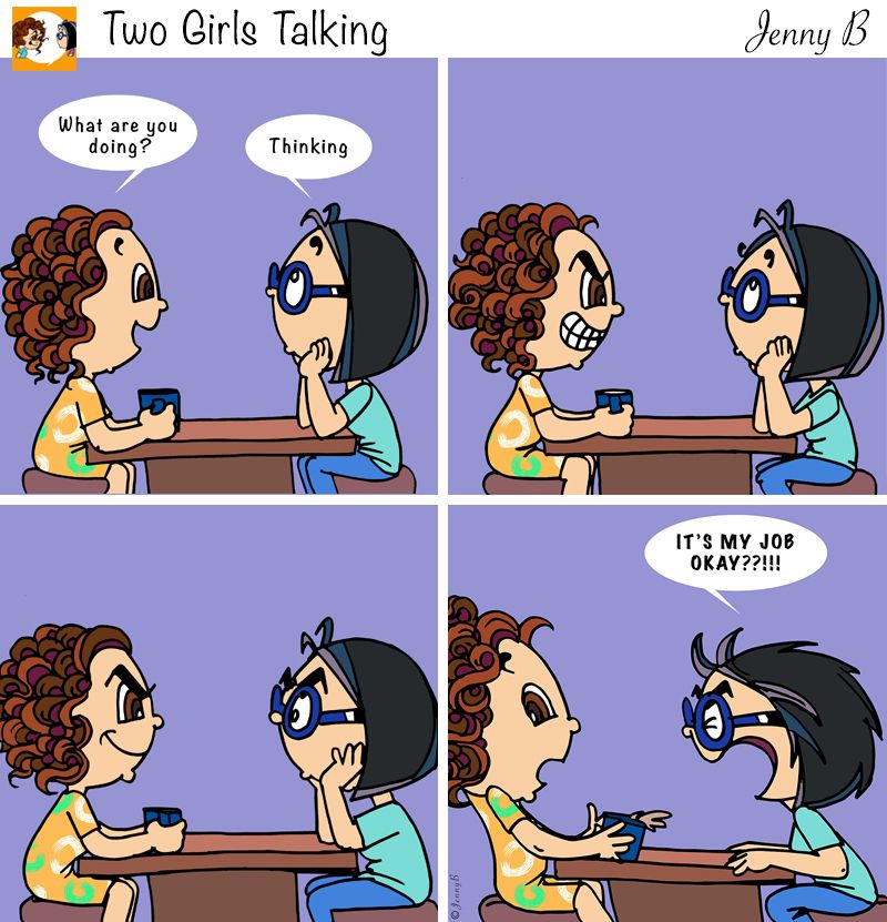 jennybhattart's tweet photo. #TwoGirlsTalking: Thinking Job
#thinkingisajob #comics #comicstrip #webcomic #webtoon #webcomics #comicsart #indiecomics #cartoony #instacomics #funnycomics #funnywebcomics #promoteindiecomics #indiancomics #webcomicseries https://t.co/R3Za5r1oBD