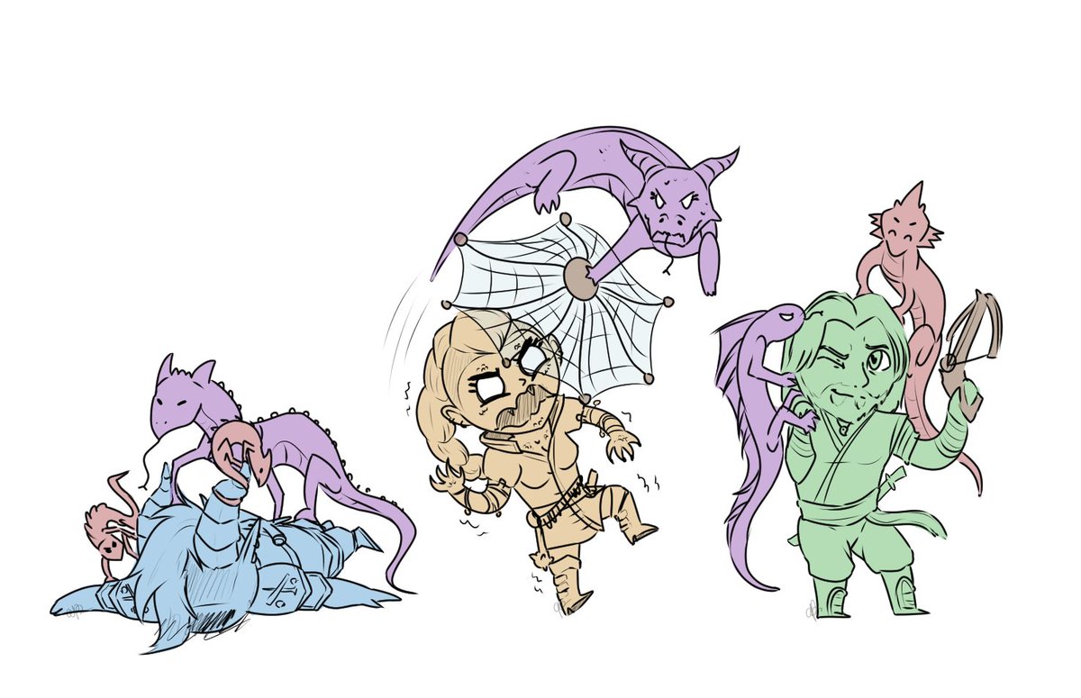 that1druid's tweet photo. How our #DnD session started vs. how it ended
#sketch #digitalart 

Characters @Chaotic_Senji, mine, @Tarathur 
Meme: sad kermit (not mine) https://t.co/nv0dR8jUFU