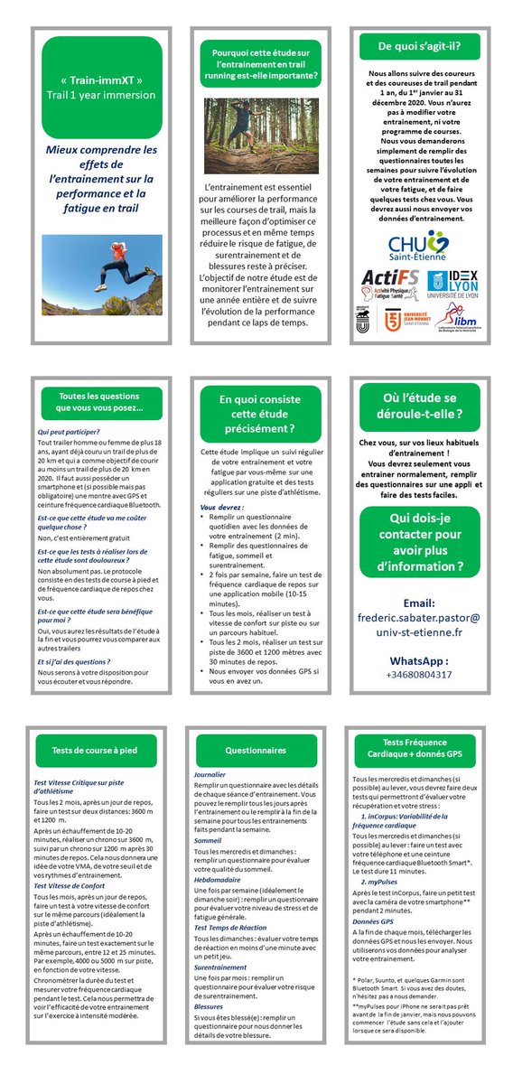 Si vous faites du trail vous pouvez participer a cette étude pour mieux comprendre les effets de l’entraînement sur la perf et fatigue 👇👇👇