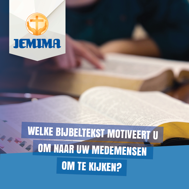 InfoJemima's tweet photo. "Voorwaar zeg Ik u: Voor zoveel gij dit een van deze Mijn minste broeders gedaan hebt, zo hebt gij dat Mij gedaan." Welke Bijbeltekst motiveert u om naar uw medemensen om te kijken? Laat het weten in de reacties! #jemima #medemens https://t.co/jmCRTY3mUh