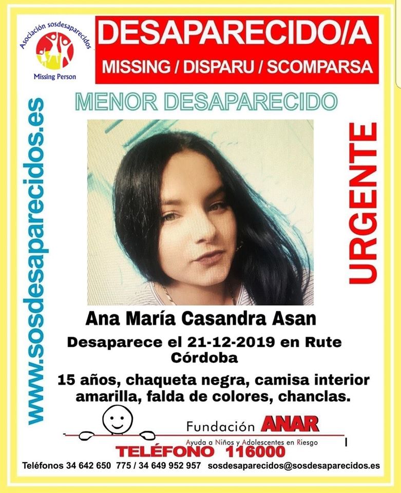 🆘#MUYURGENTE ⚠️

Esta es Ana María, una #menor que ha #desaparecido en #Rute, #Córdoba. Si la ves llámanos: 

☎ #062
☎   091
☎   112

#Colabora, tu RT no cuesta nada y es muy importante para localizarla.