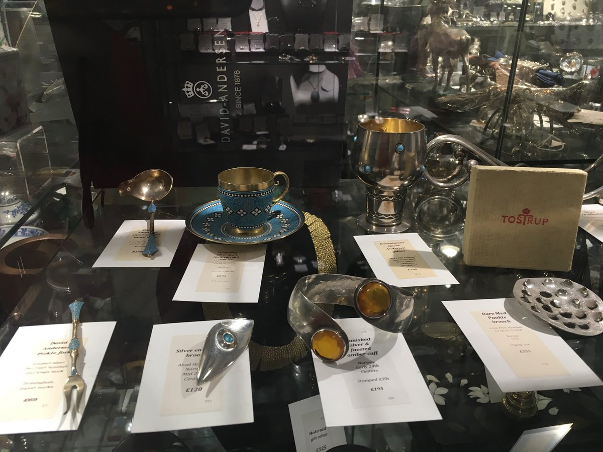 Ashford Antiques have a wonderful collection of David Andersen silver enamel. Why not come and check out all these beautiful items and more today. #davidandersen #silverenamel #goblet #cuffbracelet #brooch #picklelfork #sauceladdle #cupandsaucer #norway  #collectables #bakewell