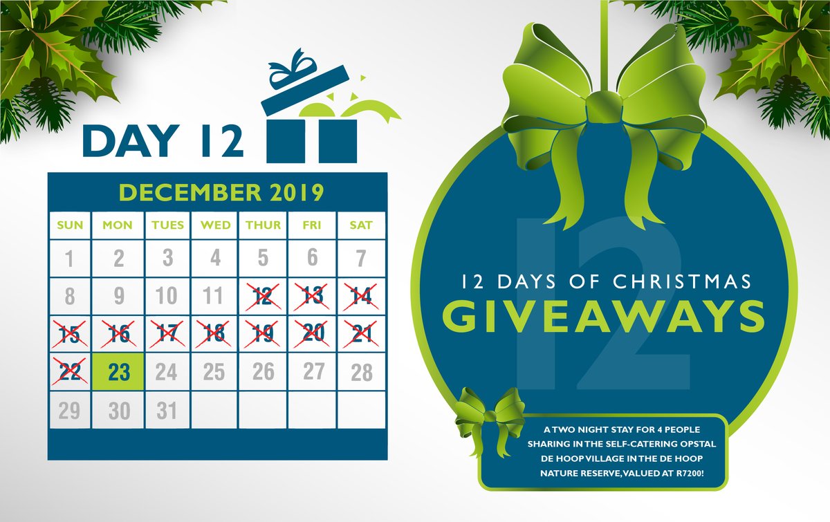 DAY 12 of CapeNature's fantastic 12 days of prize giveaways is now live. Today's prize is a Two night stay for 4 people sharing in the Self-Catering Opstal De Hoop Village in the De Hoop Nature Reserve, valued at R7200! To enter, go to ow.ly/EfkW50xE1P5