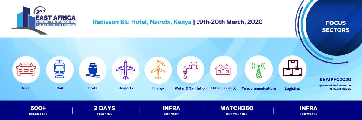 eainfrafinance's tweet photo. 8 DAYS to go! Take advantage of the EARLY BIRD and save up to 10% off your ticket. More information and registration is on https://t.co/WbbACjYC4c #EAIPFC2020 #InfraConnect #InfraShowcase #InfrastructureFinancingTraining https://t.co/ZYFWC36pQ1