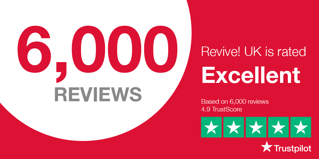 Revive_UK's tweet photo. What a way to end the year! This weekend we hit 6,000 reviews on @Trustpilot. It's been milestone after milestone this year for Revive! reviews and our overall 5* rating is testament to our whole team. #proudtoberevive https://t.co/DYFZO65aRz
