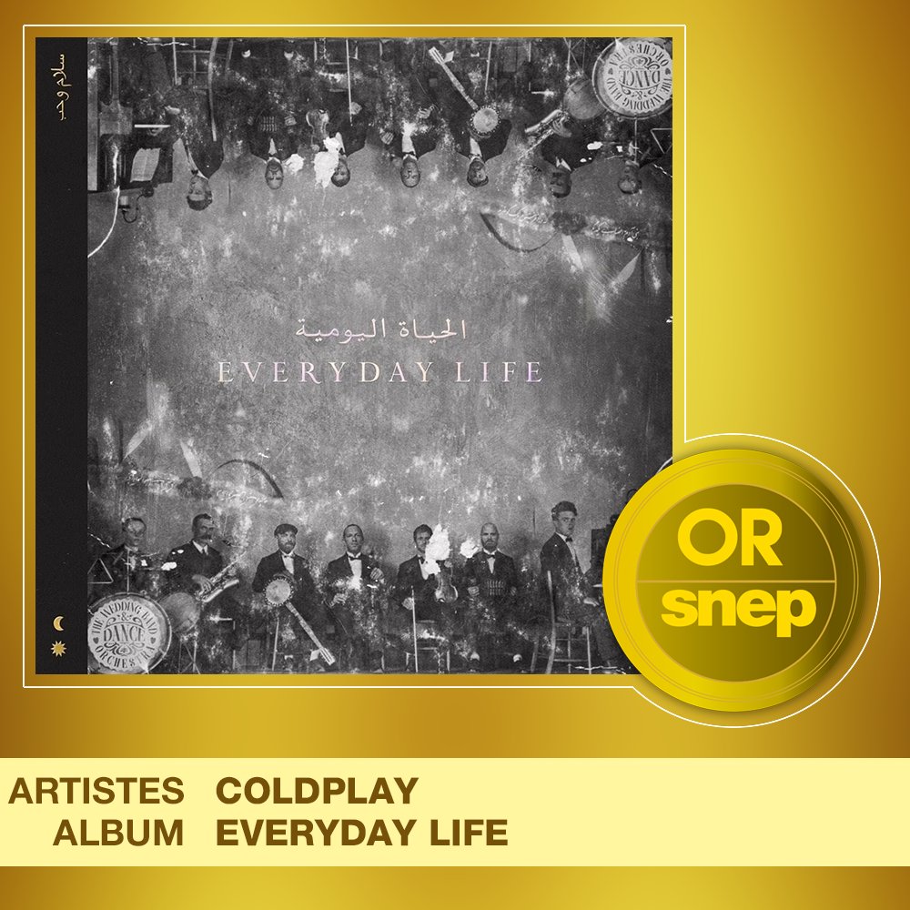 snep's tweet photo. L'album "Everyday Life" de Coldplay est certifié Or ! 📀 

50 000 équivalents ventes 📈

Bravo ! 👏 https://t.co/oU13mX2Fpz