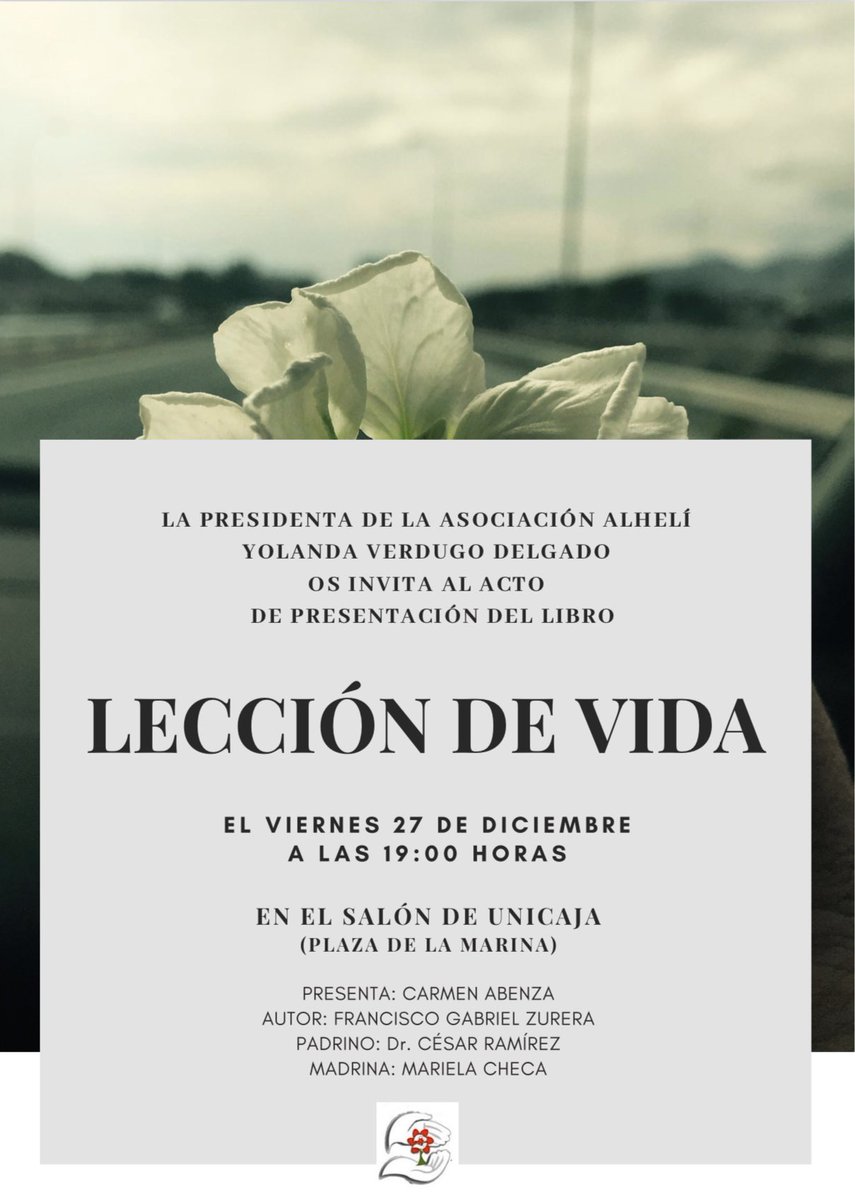 asociacionalhe1's tweet photo. Este viernes será la presentación de Lección de Vida. Libro llenos de testimonios , aceptación del dueloOs dejamos el programa y la invitación. Puede ser tuyo por 10€ , todos los beneficios serán íntegros para la Alheli y poder seguir con sus proyectos sociales.#stopsuicidio https://t.co/AIDFpt0qDI