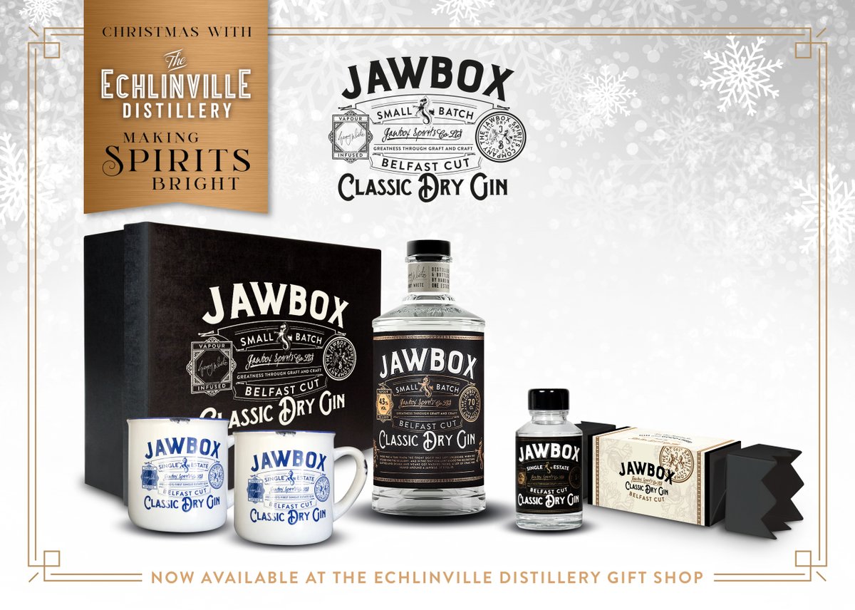 Our distillery shop is open until 5pm today and from 11.30am-3pm tomorrow (Christmas Eve). Echlinville Gin and Jawbox Gin hampers, Gin Crackers and beautifully presented bottles of our award-winning Dunville's Irish Whiskey all in stock. Gift vouchers available.
#drinkresponsibly