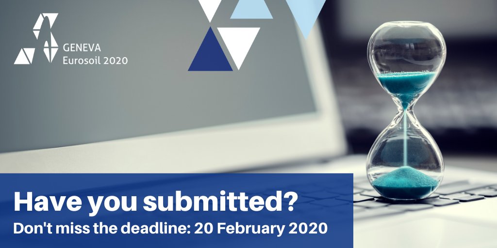 eurosoil's tweet photo. Have you submitted your #Eurosoil2020 Scientific Contribution yet? The Call for Contributions portal is open and the submission deadline is 20 February 2020. Visit the website to submit yours today: https://t.co/LKj1b0jhnI https://t.co/DZsLuoyAgr