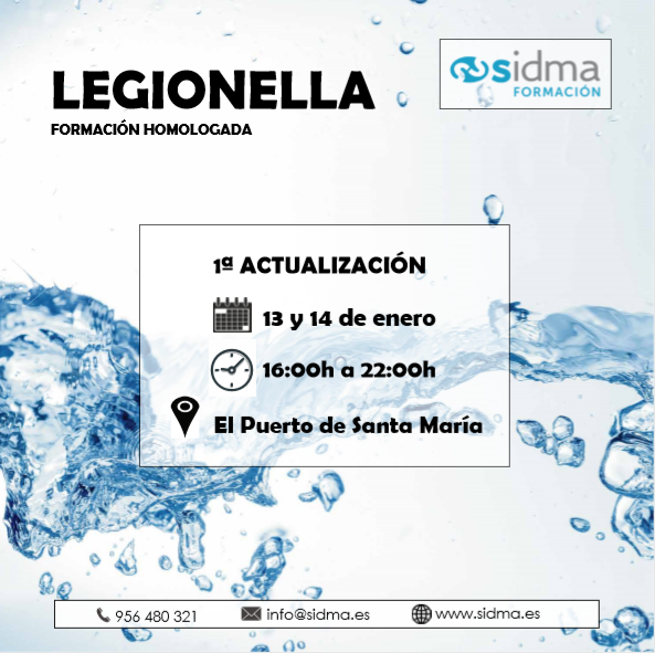 Sidma_es's tweet photo. Os recordamos que el curso de control y prevención de Legionella inicial tiene una validez de 5 años, transcurrido ese tiempo, el alumno debe realizar el curso de actualización. 
Para más información... 📞956 480 321 ✉️info@sidma.es https://t.co/PFDlBbyQo6