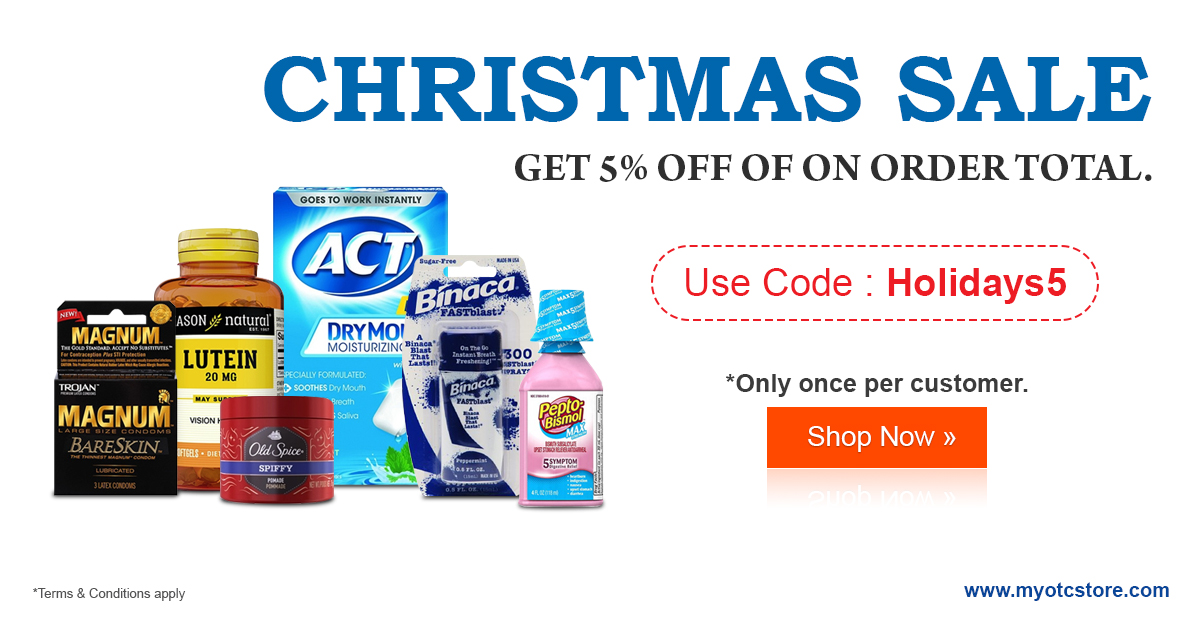 myotcstore's tweet photo. https://t.co/xCN2YZVtr5

Christmas Sale
Get 5% off on order total.
Use Code: Holidays5

*once per customer.

#online #store #discount #christmas #holidays #beauty #medicine #hair #health #nutrition #medicines https://t.co/PhMcbPsyXa