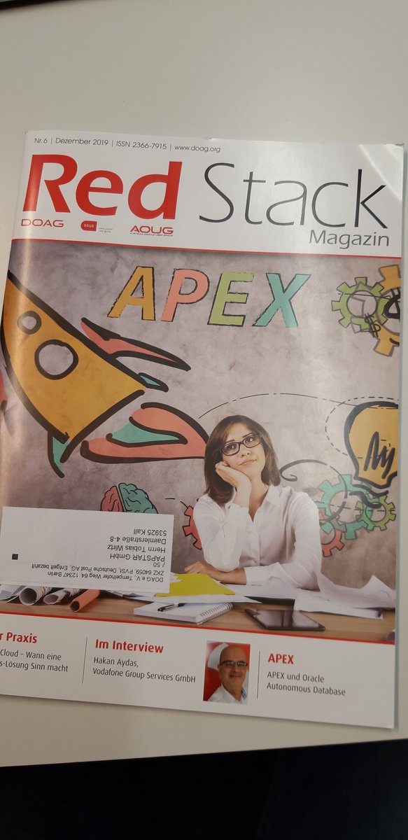 tobiw_apex's tweet image. Is it Christmas already? After some of my articles have already been published online, the new @DOAGev #RedStack magazine arrived today, in which my first print article was published.