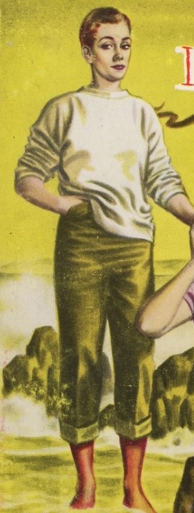 DocPaperback's tweet image. Detail from the cover of Lora Sela's 'I am a Lesbian' (Saber, 1959). 
#tomboy? #tomboi? #tomgirl? #gender #GenderConformity
"Tomboyism is punished [...] when it threatens to extend beyond childhood." (Halberstam, 'Female Masculinity', p6)