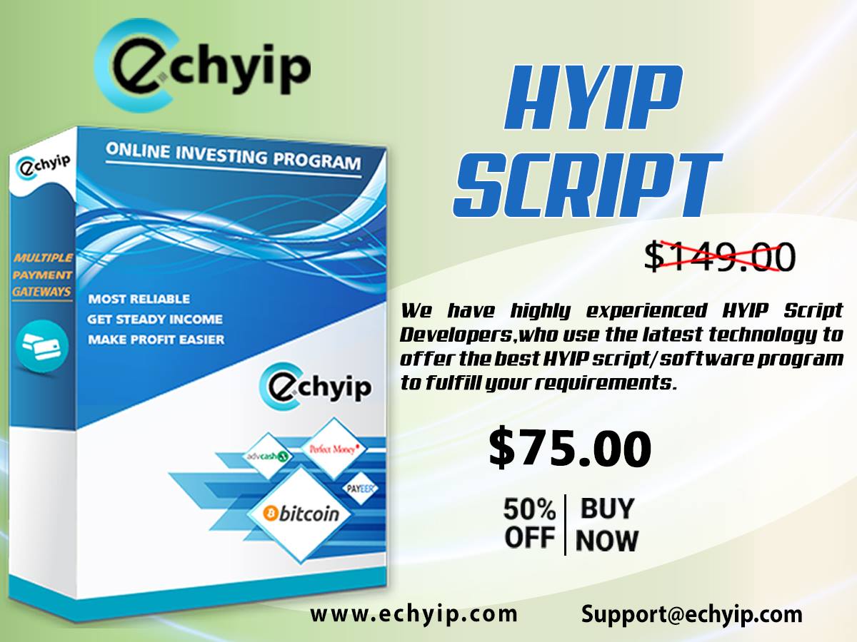 ec_hyip's tweet image. #Buy an amazing and reliable #HYIP_Script at a 50% #Discount. We provide the perfect solution to establish your own #HYIP_Website. Our #Script is built by using the latest technologies, that make your #website more user #responsive and #secured.

Visit 👉👉echyip.com