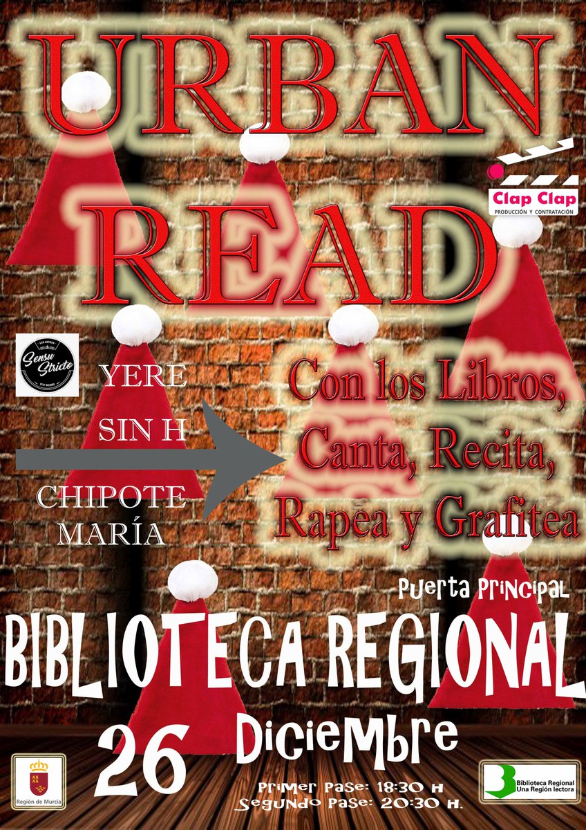 brmu's tweet photo. Tras el éxito de las dos ediciones pasadas vuelve #UrbanRead a la BRMU. Hip hop, baile, grafitis, rimas, música, y literatura, mucha literatura a ritmo de hip hop. El próximo 26 de diciembre a las 18:30 y las 20:30 h. #BRMUrbana #FlowBibliotecario 🧢 https://t.co/G2fx44fFFs
