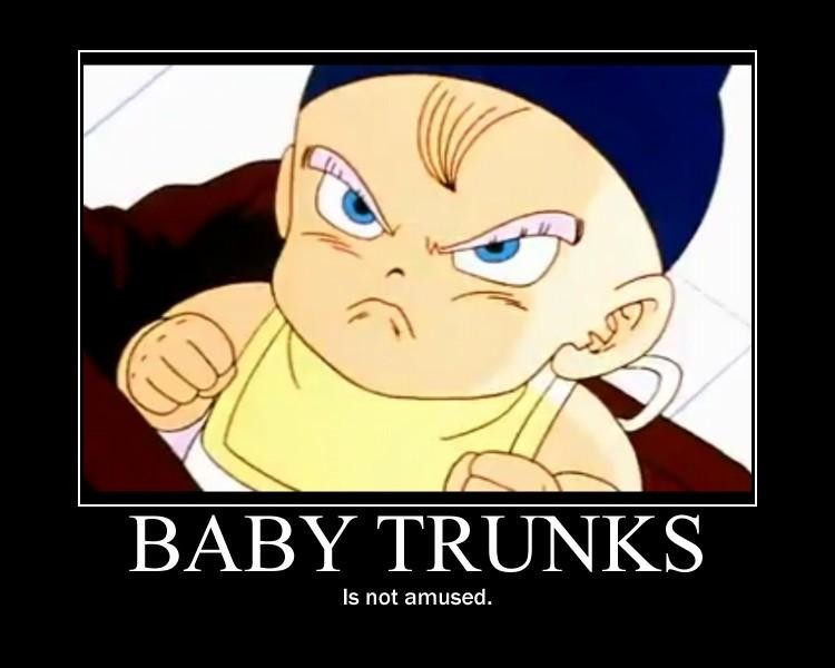 Baby Trunks looks so pissed off. 
