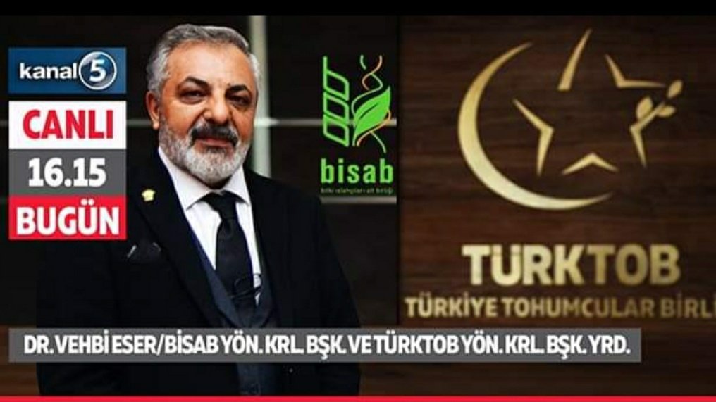 🔴TOHUMCULUK SEKTÖRÜ KANAL 5 EKRANINDA GÜNDEME GELECEK 📌 Bitki Islahçıları Alt Birliği (BİSAB) Başkanı ve Türkiye Tohumcular Birliği (TÜRKTOB) Başkan Yrd. Dr. Vehbi ESER, bugün saat 16.15'te KANAL 5'te Gündem Tarım programının konuğu olacak. #tohumgelecektir #tohum #tarım