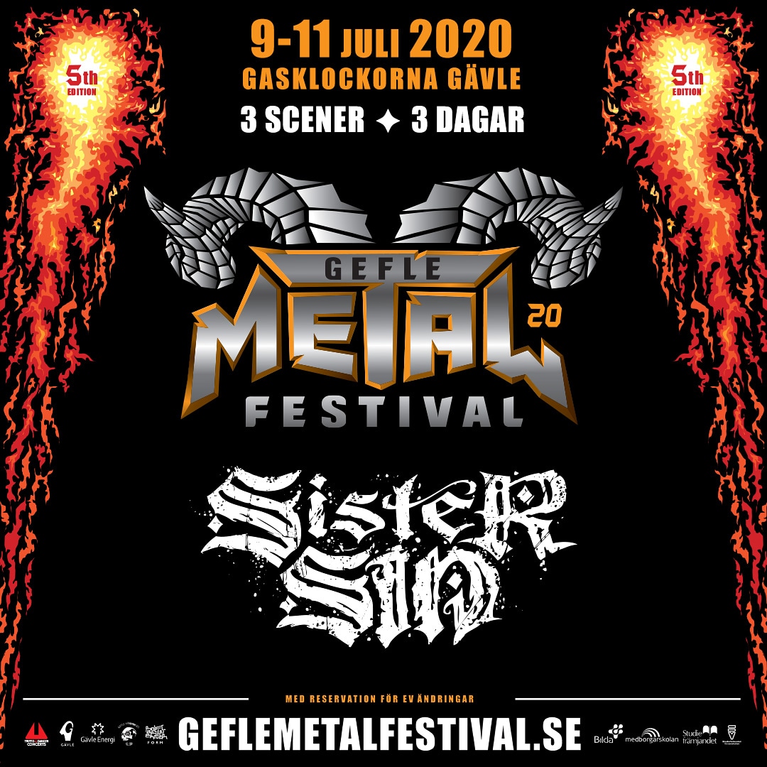 #SisterSin2020 #SisterSin 
Unleashed again at Gefle Metal Fest &amp; Helgeå Festivalen July 2020! 
Please share &amp; more tba 🖤
Liv/Jimmy/Dave/Strandh
