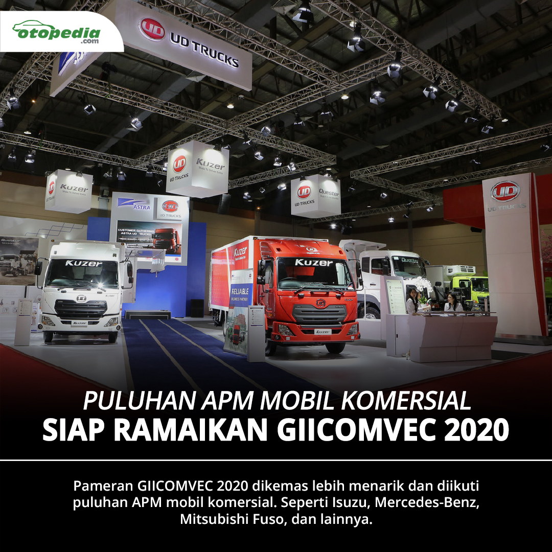 otopedia's tweet image. Pameran otomotif khusus kendaraan komersial GAIKINDO Indonesia International Commercial Vehicle Expo (GIICOMVEC) 2020 akan digelar pada 5-8 Maret 2020, di Jakarta Convention Center (JCC), Jakarta.

Baca selengkapnya → bit.ly/GIICOMVEC2020

#Gaikindo #GIICOMVEC