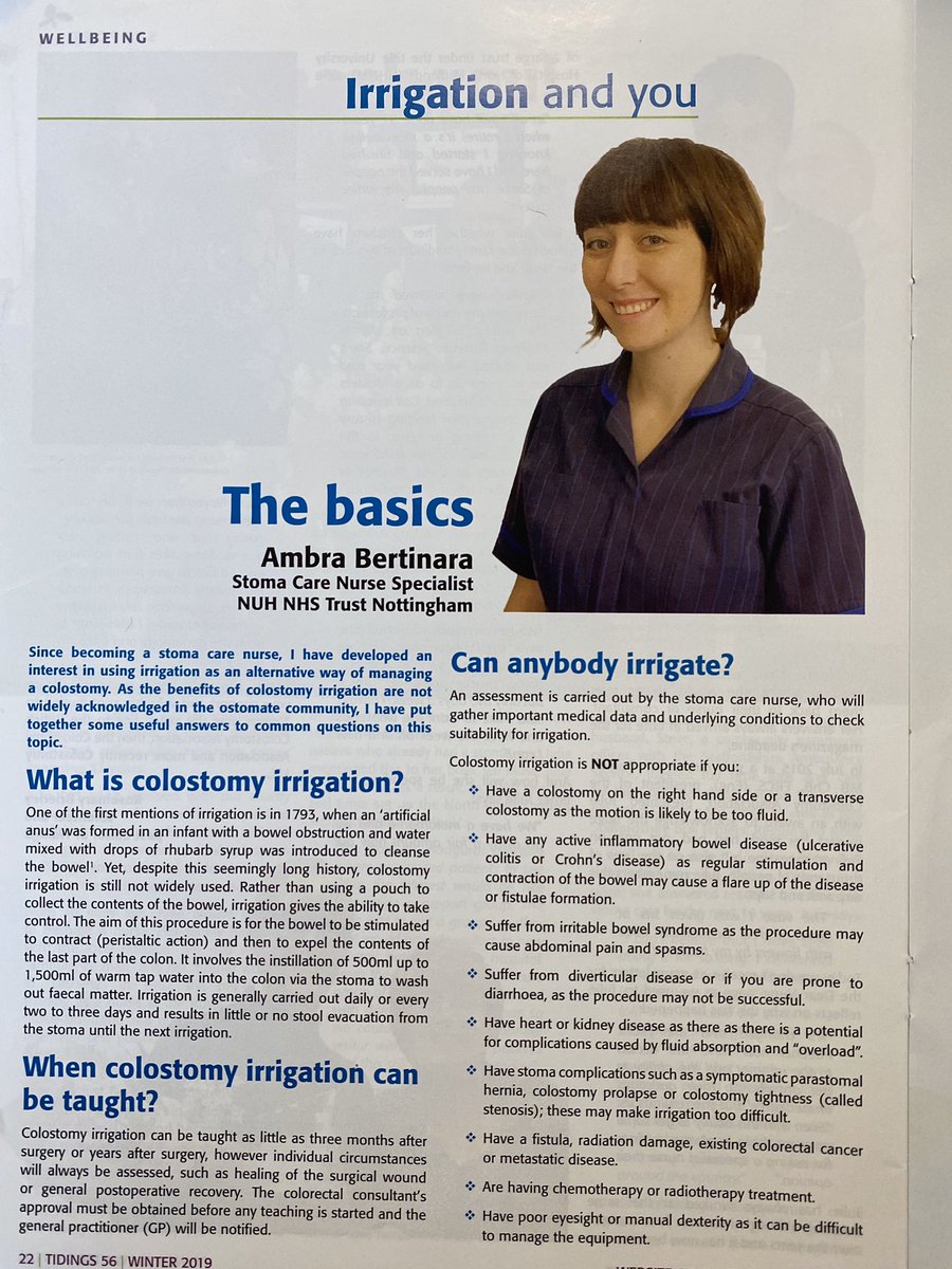 NUH Stoma Care Team (@nuhstoma) on Twitter photo There is a fantastic new article regarding irrigation in Tidings Magazine by our very own <a href="/AmbraBertinara/">Ambra Bertinara</a> Please contact Colostomy UK <a href="/ColostomyUK/">ColostomyUK</a> for your copy. There is a fantastic new article regarding irrigation in Tidings Magazine by our very own <a href="/AmbraBertinara/">Ambra Bertinara</a> Please contact Colostomy UK <a href="/ColostomyUK/">ColostomyUK</a> for your copy.