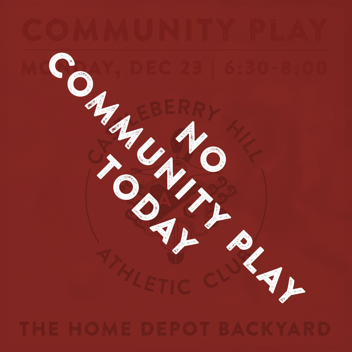 The weather outside looks frightful. With footing on a slick pitch threatening our ankles' survival. So in the spirit that everyone's holiday may be delightful, we will postpone community play this evening.

CHAC wishes all the happiest of holidays! And stay tuned for next week.