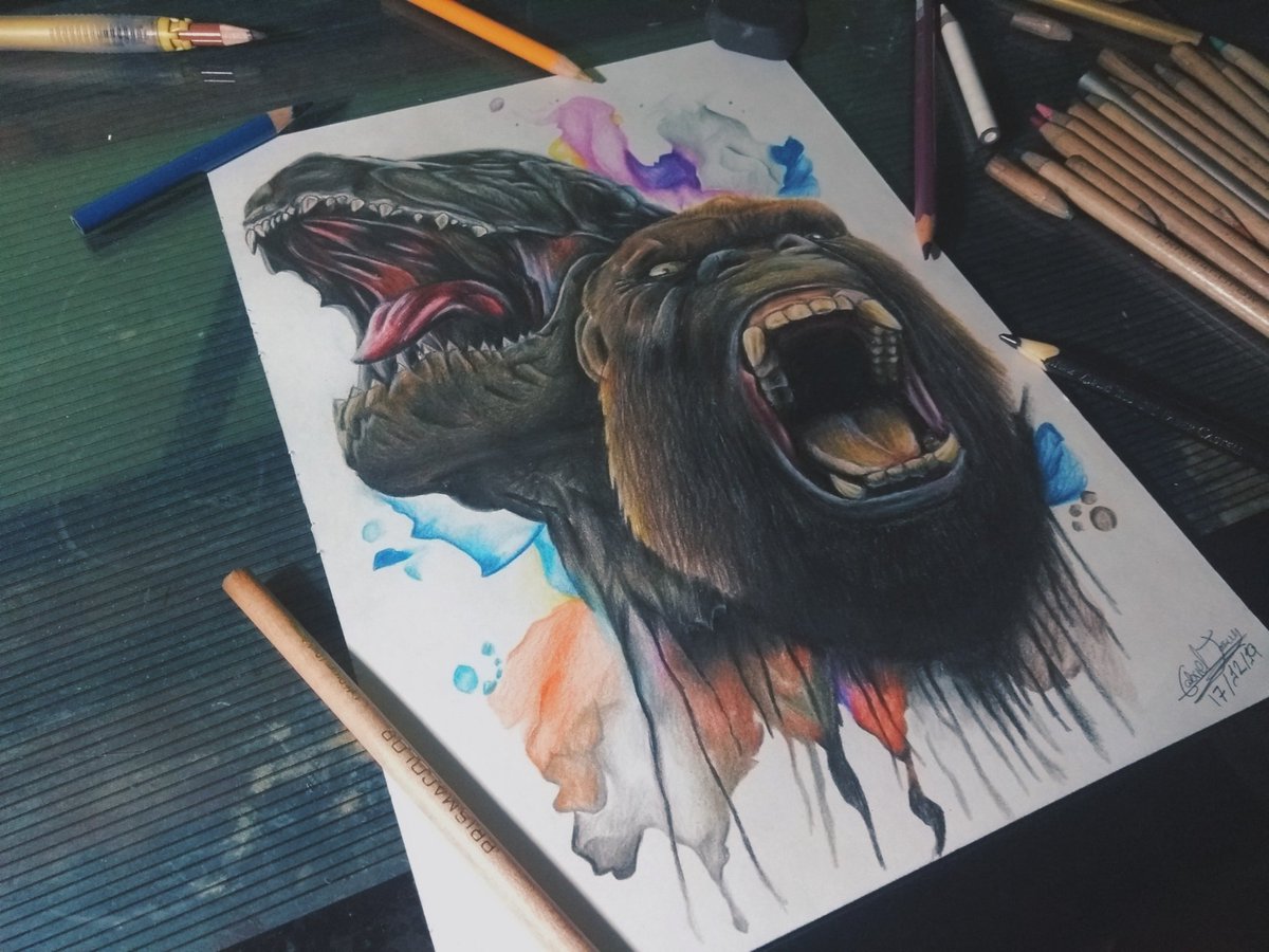 Gabriel17712308's tweet photo. LARGA VIDA AL REY!!! 👑🔥🦖 Finalizado el dibujo de Godzilla y Kong. Materiales utilizados:
- Hoja de block
- Colores Fabercastlle
- Colores Kores
- Colores Paper mate
- Colores primas color
#Godzilla #LargaVidaAlRey #Kong #GvsK #GodzillayKong #Legendary https://t.co/nSGj0uRFtT