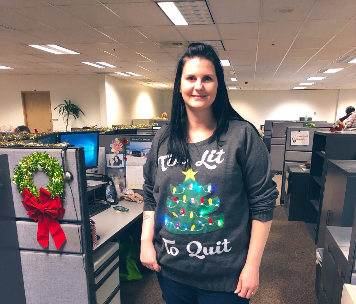 Northwest #UPSer A. Smith rocking her ugly sweater for #GetUglyNWUPS <a href="/MillennialBRG/">NW Millennial BRG</a> <a href="/NorthwestUPSers/">Northwest UPSers</a> #PeakSmiles