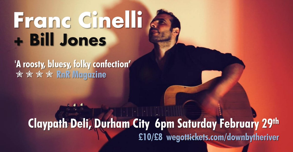 downbytheriver9's tweet photo. @FRUK Great to see @franccinelli and @BillJones_Folk in the top 100...and it just so happens that they are playing @ClaypathDeli @ThisisDurham on Feb 29. Lucky us. #Durham #folkmusic #capital #ofthenorth https://t.co/gAW7777wpc