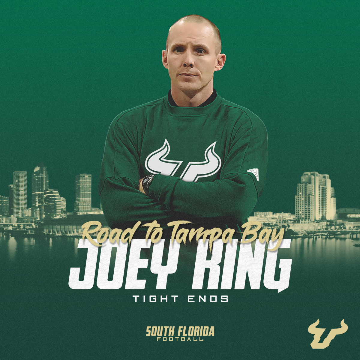Welcome to the Bay, <a href="/CoachJoeyKing/">Joey King</a>! 🌴

Named Tight Ends Coach.
✅Led Cartersville HS to 2 state titles &amp; 4 state title games; fastest coach to 50 wins in Georgia HS history. 
➡️bit.ly/2QjK2Bc

#United #Bullieve #HornsUp 🤘