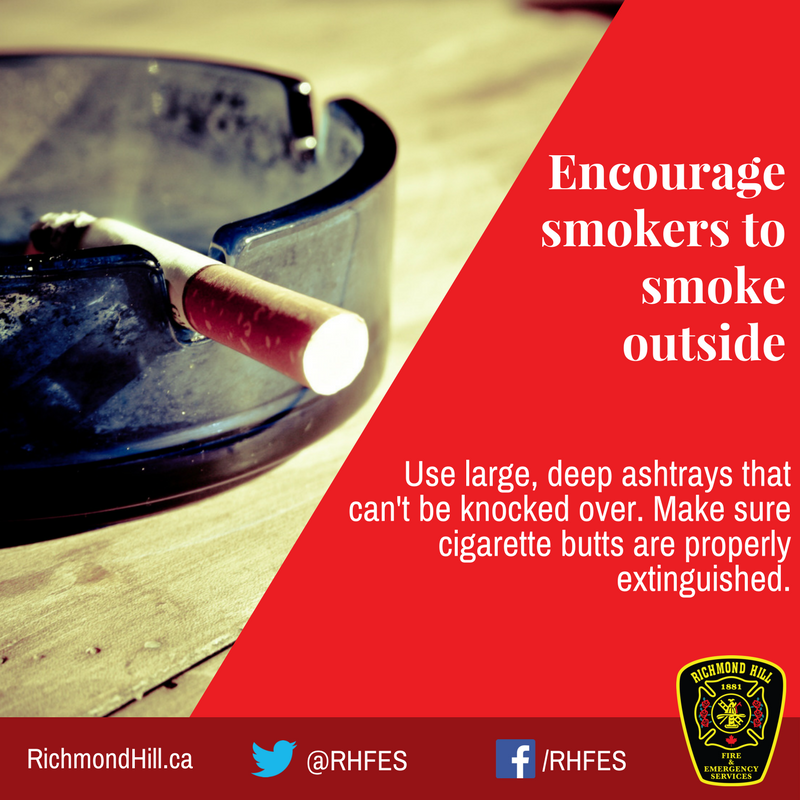 RHFES's tweet photo. Careless smoking is the leading cause of fatal fires. Encourage smokers to smoke outside and use large, deep ashtrays
that can't be knocked over to prevent a fire in your home this holiday season. #FireSafe4TheHolidays #FireEducatorsYork https://t.co/pXGiu7vT4H