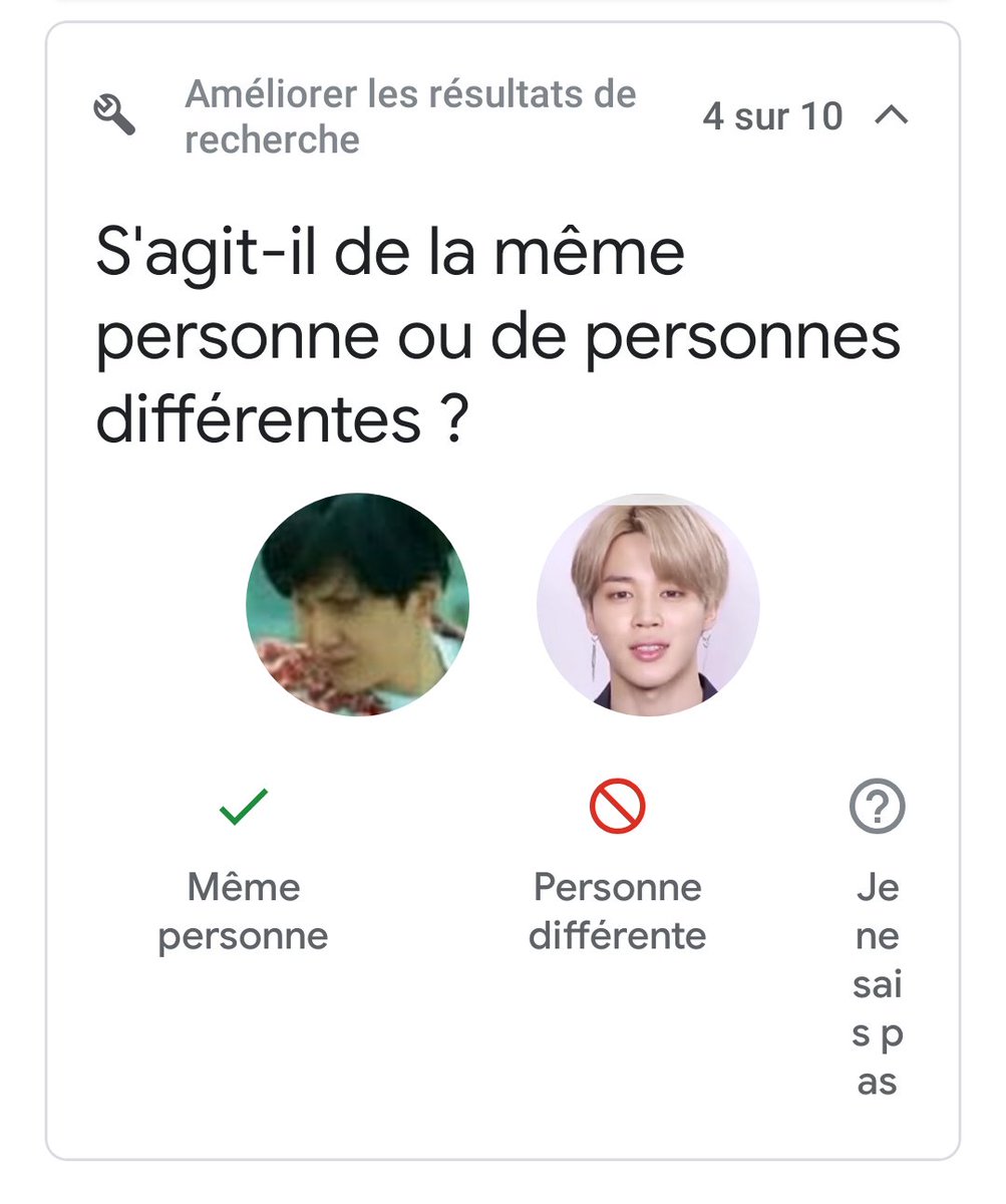 bts_brownie's tweet photo. (my phone is in french sorry) 
Google photos asked me if these two pics were the same person.........
#BTS #SUGA #JIMIN https://t.co/w3zN3wEFQ4