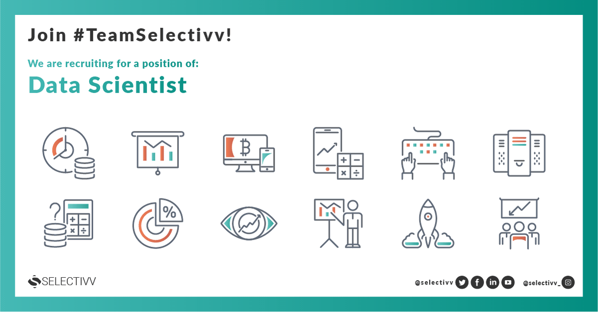 selectivv's tweet photo. Join #TeamSelectivv! We are recruiting for a position: 𝗗𝗮𝘁𝗮 𝗦𝗰𝗶𝗲𝗻𝘁𝗶𝘀𝘁. Apply here: https://t.co/pJrVrxlPk8
#HRmonday #job #datascience #datatank https://t.co/84AcBG9ktn