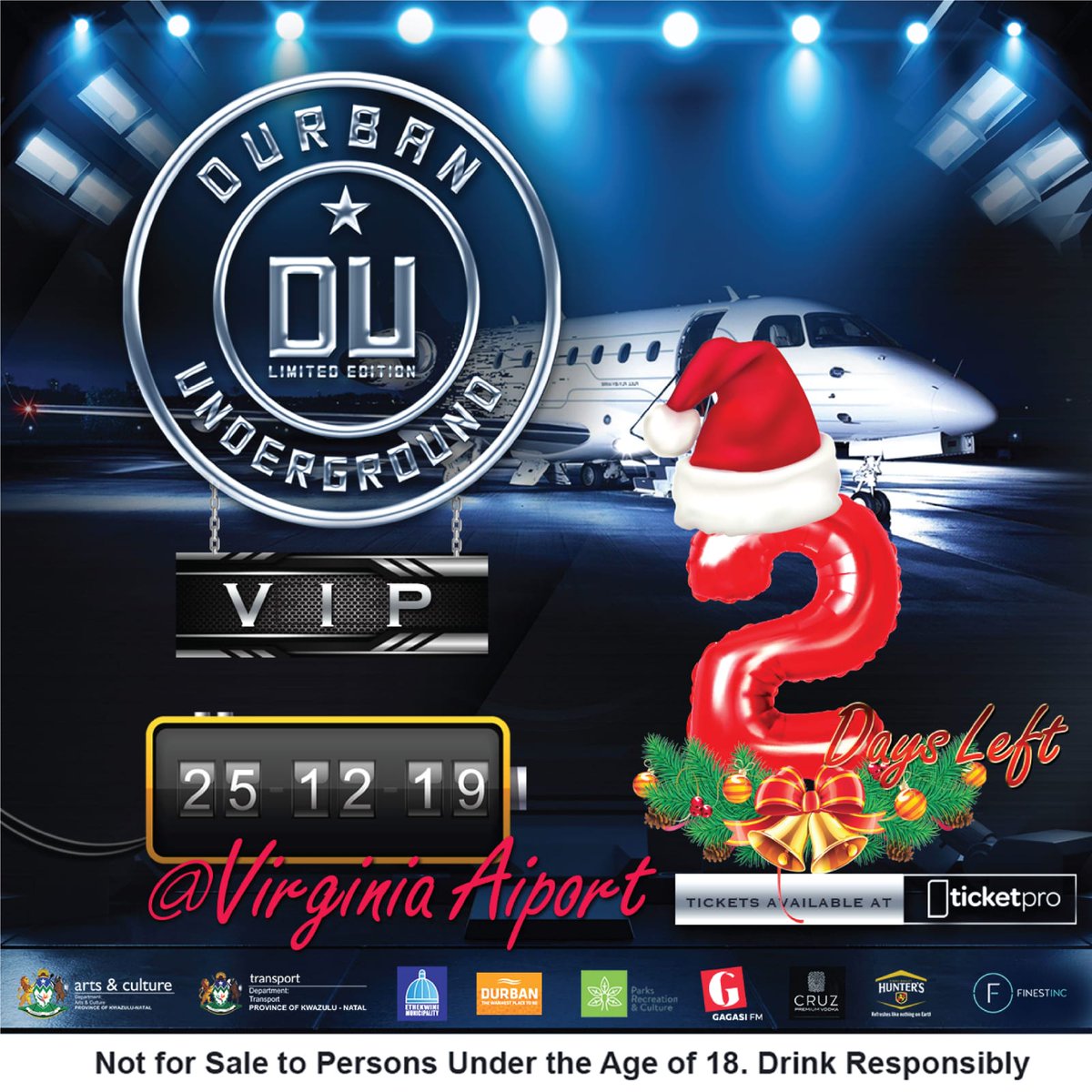 leigh_mel2's tweet photo. 2 Days to go for our annual @durbanunderground 25 December at VIRGINIA AIRPORT (Durban North). Secure your spot now &amp; become a VIP. Tickets available @TicketPro (Spar, Edgars, Jet) for R200 only.

#DurbanUndergroundVIP table bookings
Call/Whatsapp Asive on: 081 577 0898 https://t.co/H58jCvAP5B