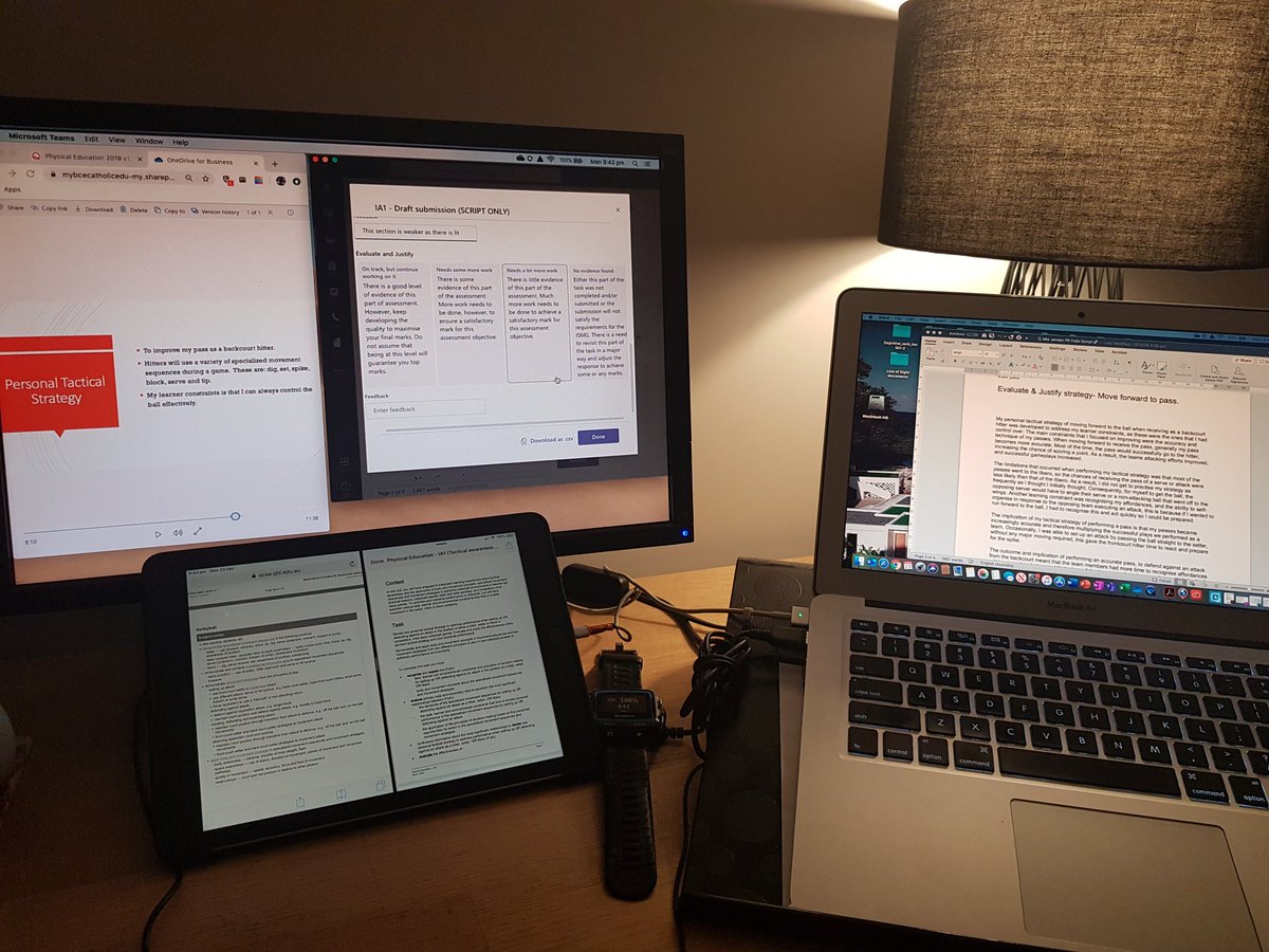 JGon286's tweet photo. Five screens needed to review Senior PE IA1 - Tactical Awareness and Volleyball. Student folio video, Teams assignment feedback screen, Subject matter for volleyball, Task sheet and Student script. 'Twas the night before Christmas... https://t.co/e2j3YEu1AR