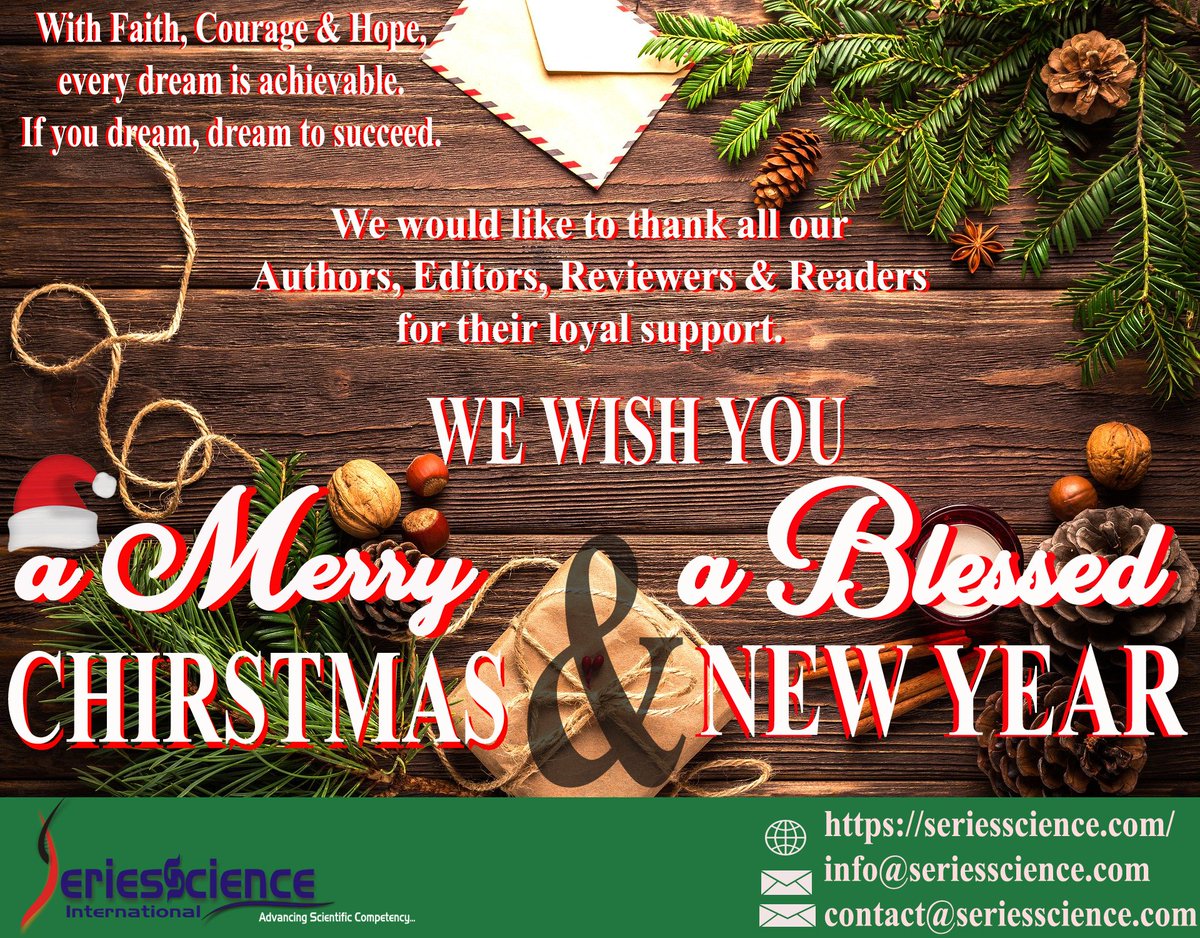 SeriesDiabetes's tweet photo. With #faith #courage & #Hope , every dream is achievable If you dream, dream to succeed
We would like to thank all our #Authors #editors #reviewers & #readers for their #loyal #support We wish you a #MerryChristmas & a #HappyNewYear #seriesscience #jsedm
https://t.co/Ax8o5CDas3 https://t.co/PmNbU93qRr