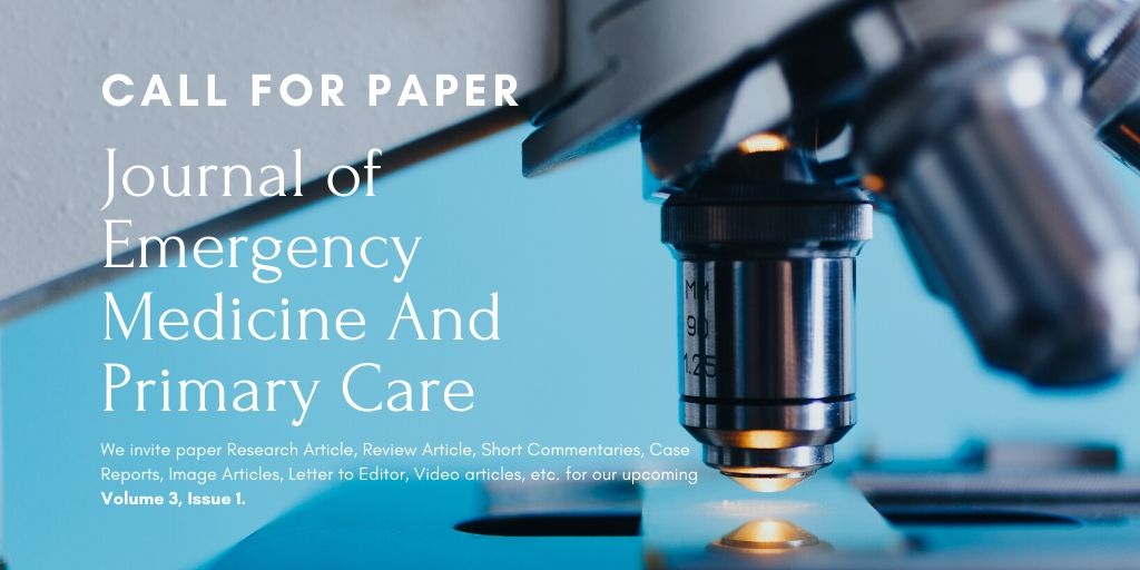 #Emergency #Medicine And #PrimaryCare Journal are inviting paper for the upcoming Volume 3, Issue 1.
Journal Link: bit.ly/2YfIjj
Submit here: bit.ly/2QSszBI
#professionals #scientists #Doctors #students are welcome to submit their valuable work in our journal.
