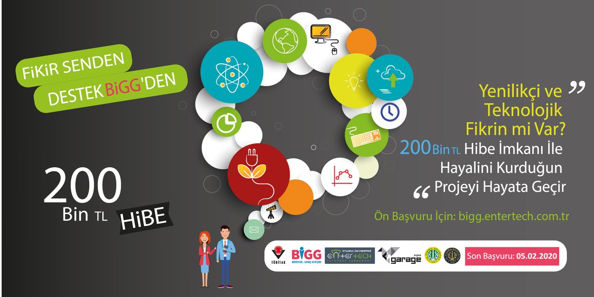 Teknolojik ve yenilikçi bir iş fikrin mi var? TÜBİTAK tarafından verilecek 200 Bin TL’lik hibe ile hayalini kurduğun projeyi hayata geçir. İSTANBUL TEKNOKENT ve ARÇELİK GARAGE paydaşlığındaki BİGG Programı’nın 1.Aşama başvurusu için👉 bigg.entertech.com.tr adresini ziyaret et!