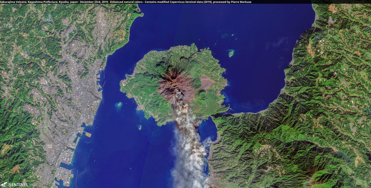 Sakurajima #Volcano🌋, Kagoshima Prefecture, #Kyushu, #Japan🇯🇵 - 23 Dec 2019 Copernicus/Pierre Markuse