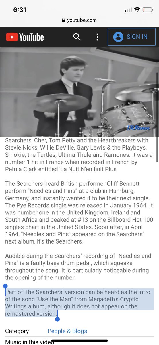anilbhate7's tweet photo. I kept wondering so long what that little #song at the #start of #Megadeth @Megadeth’s #UseTheMan was. I finally googled it today &amp; found what song that is &amp; what band, @DaveMustaine:). For other #Droogs wondering, it is #TheSearchers-#NeedlesandPins. 
https://t.co/Yk3hsJStQT https://t.co/EV7c1ulu0s