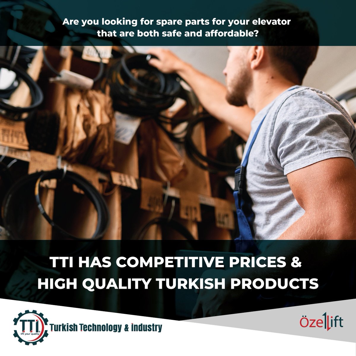 Are you looking for spare parts for your elevator that are both safe and affordable? TTI has competitive prices and high quality Turkish products.
For more info. please visit our website: ttilift.com 
Email us: marketing@ttilift.com
WhatsApp: +905423409070