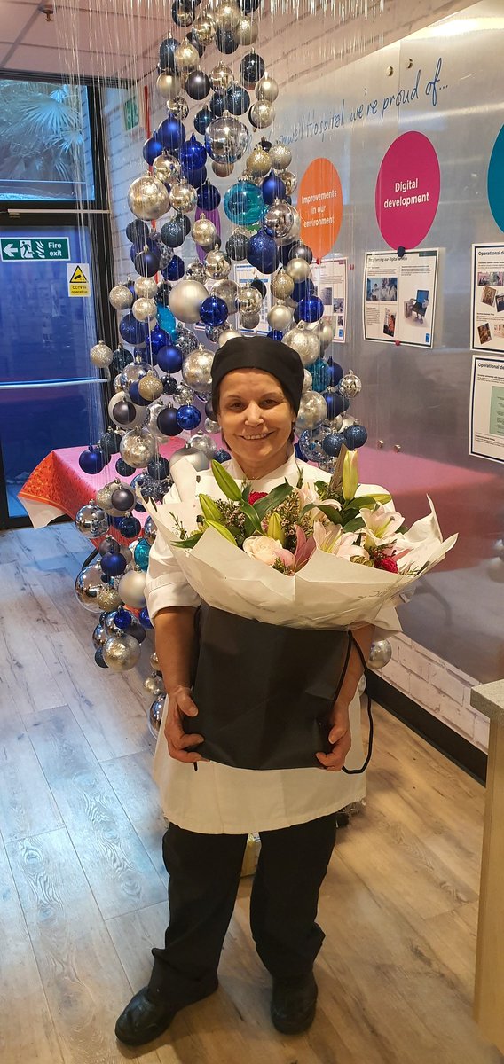 Darrenpassmore's tweet photo. Big Congratulations to Maria Vargem on 30 years service @BupaCromHosp She is the backbone and the mother of the kitchen, a valued and loved member of the Bupa Cromwell Catering team who makes a difference to our patients every day @compassgroupuk @QBTuna #kitchenmama https://t.co/5vEmy5v2bK